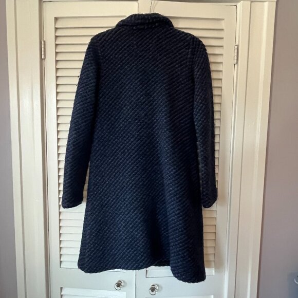 Avoca coat 2 blue Irish wool knit flower lady - Picture 8 of 11